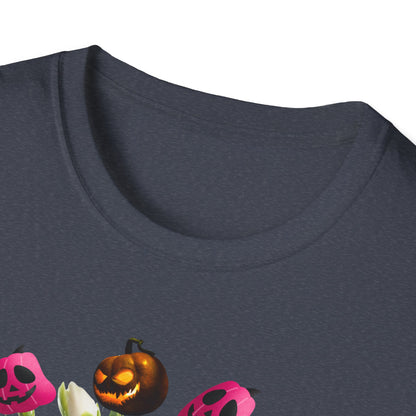 Halloween Pumpkin Bouquet T-Shirt, Cute Fall Tee, Unisex Graphic Shirt, Ideal for Halloween Parties, Seasonal Gift Idea