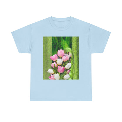 Textured Tulips Unisex Heavy Cotton Tee - Vibrant Spring Blossom T-Shirt, Everyday Wear, Gift for Plant Lovers, Mother's Day Apparel, [...]