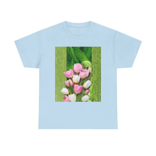 Textured Tulips Unisex Heavy Cotton Tee - Vibrant Spring Blossom T-Shirt, Everyday Wear, Gift for Plant Lovers, Mother's Day Apparel, [...]