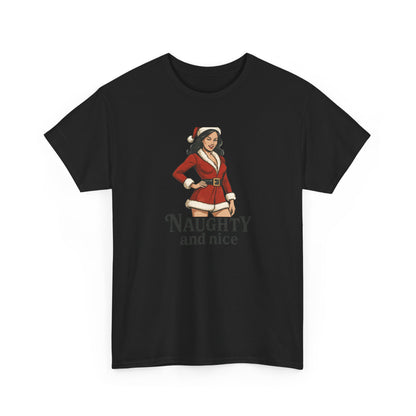 Unisex naughty and nice heavy weight Cotton Tee
