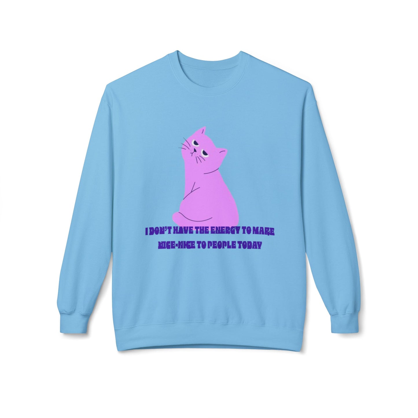 Cat Energy Sweatshirt, Cozy Unisex Crewneck, Funny Cat Lover Gift, Relaxed Fit Pullover, Perfect for Cat Lovers and Introverts