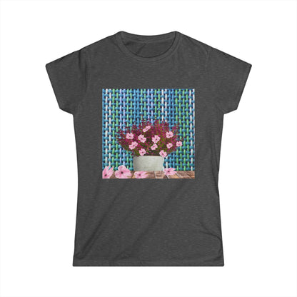 Peonies Tweed Bouquet Softstyle Tee for Women, Floral T-Shirt, Casual Wear, Gift for Her, Spring Outfit, Everyday Style