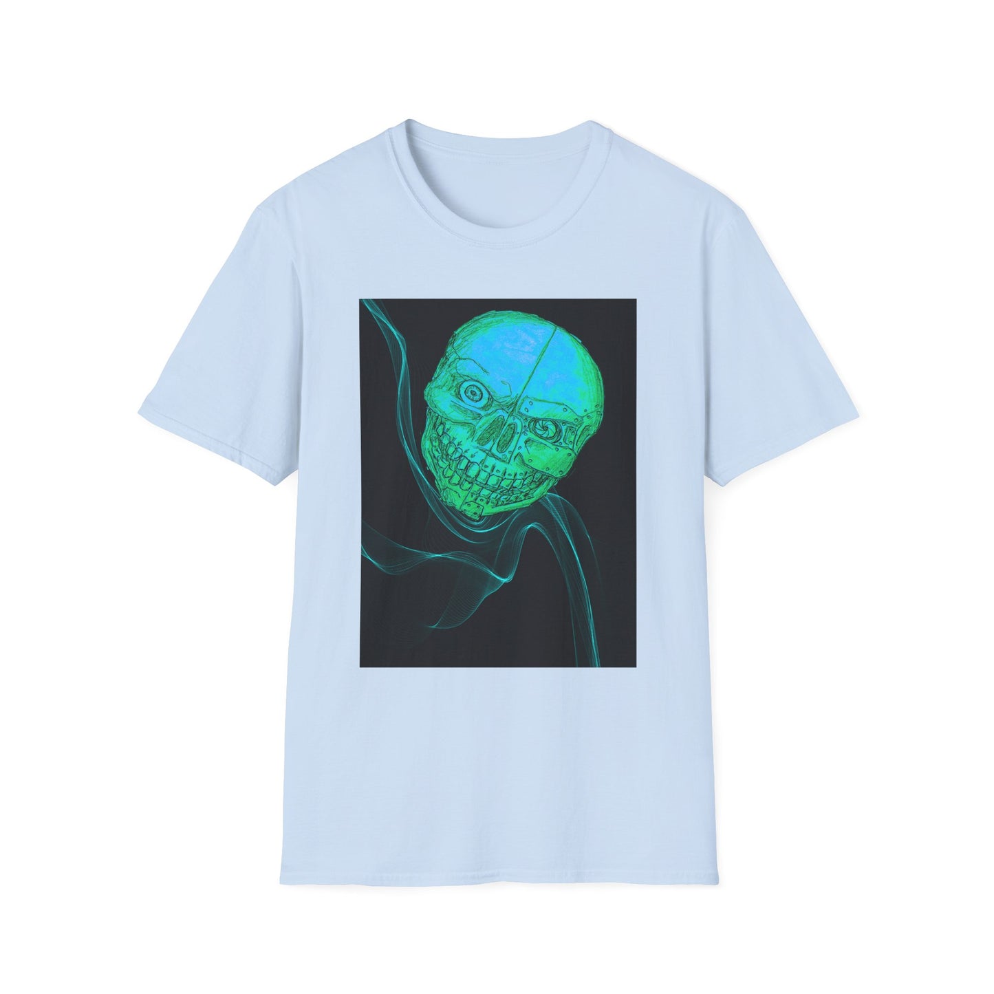 Glow-in-the-Dark floating vibe Skull T-Shirt, Creepy Halloween Tee, Unisex Softstyle Top, Spooky Gift for Teens, Unique Graphic Shirt