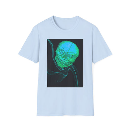 Glow-in-the-Dark floating vibe Skull T-Shirt, Creepy Halloween Tee, Unisex Softstyle Top, Spooky Gift for Teens, Unique Graphic Shirt