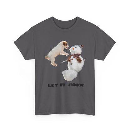 Let It Snow Dog & Snowman Tee — Funny Cute Holiday T-Shirt