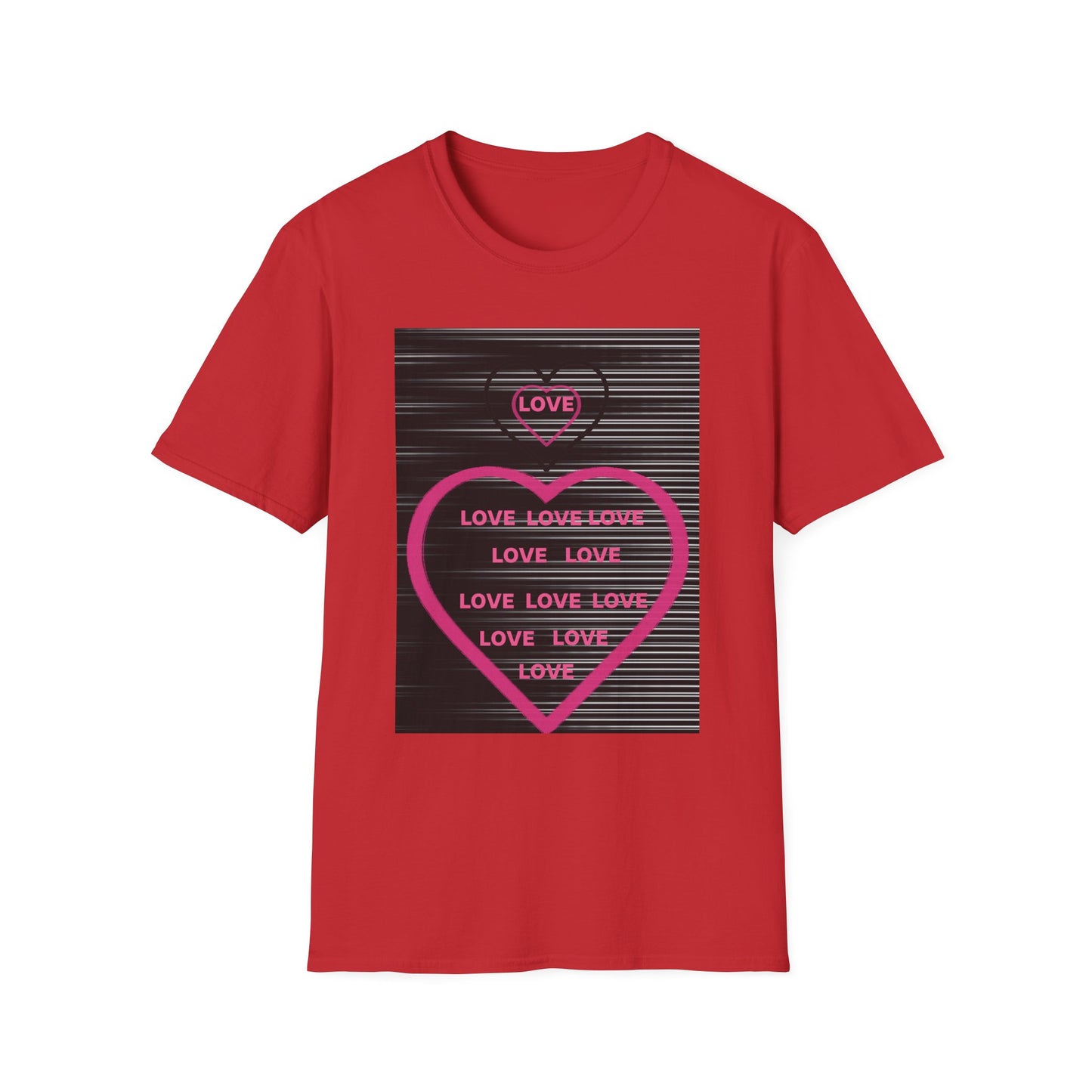 Love Heart Graphic T-Shirt — Neon Pink Retro Lines