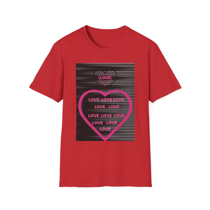 Love Heart Graphic T-Shirt — Neon Pink Retro Lines