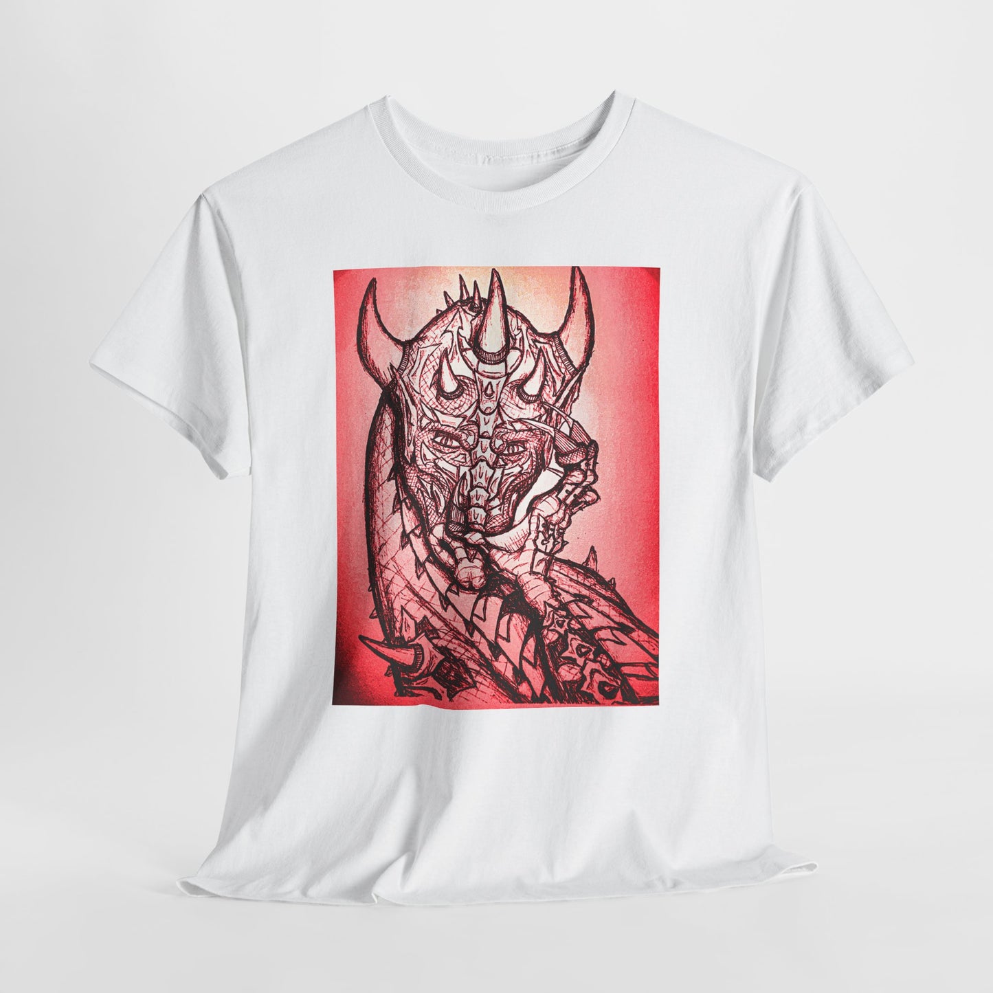 Bold Graphic Tee with Gothic Dragon Design, Unisex Cotton Shirt, Unique Art Tee, Oversized Casual Top, Gift for Art Lovers