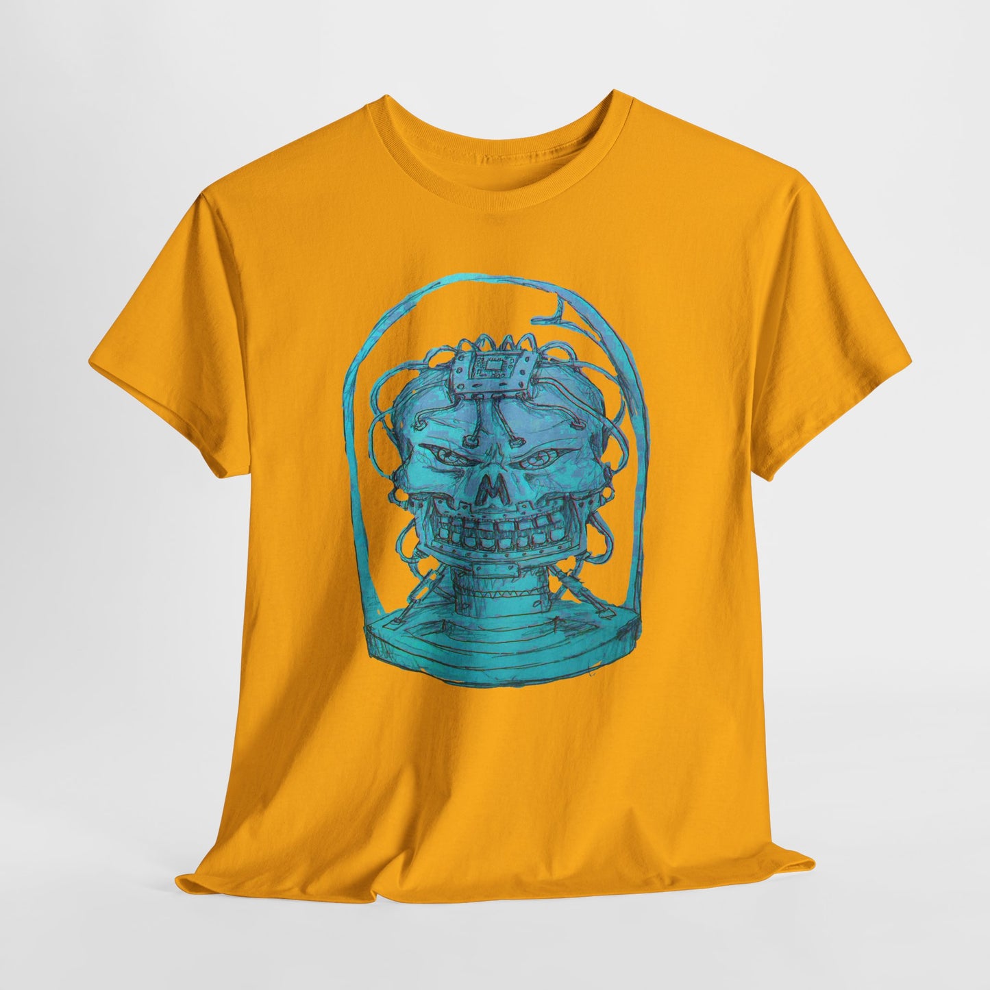 Vibrant Turquoise skull original design Unisex Heavy Cotton Tee
