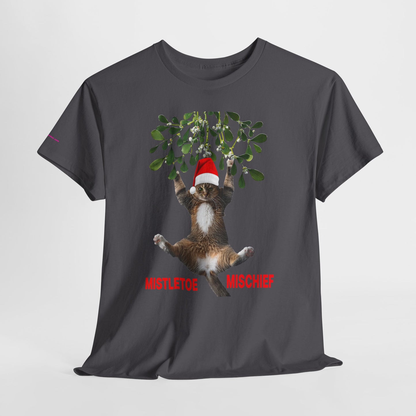 Christmas Cat & Mistletoe Tee — "Mistletoe Mischief" Holiday T-Shirt