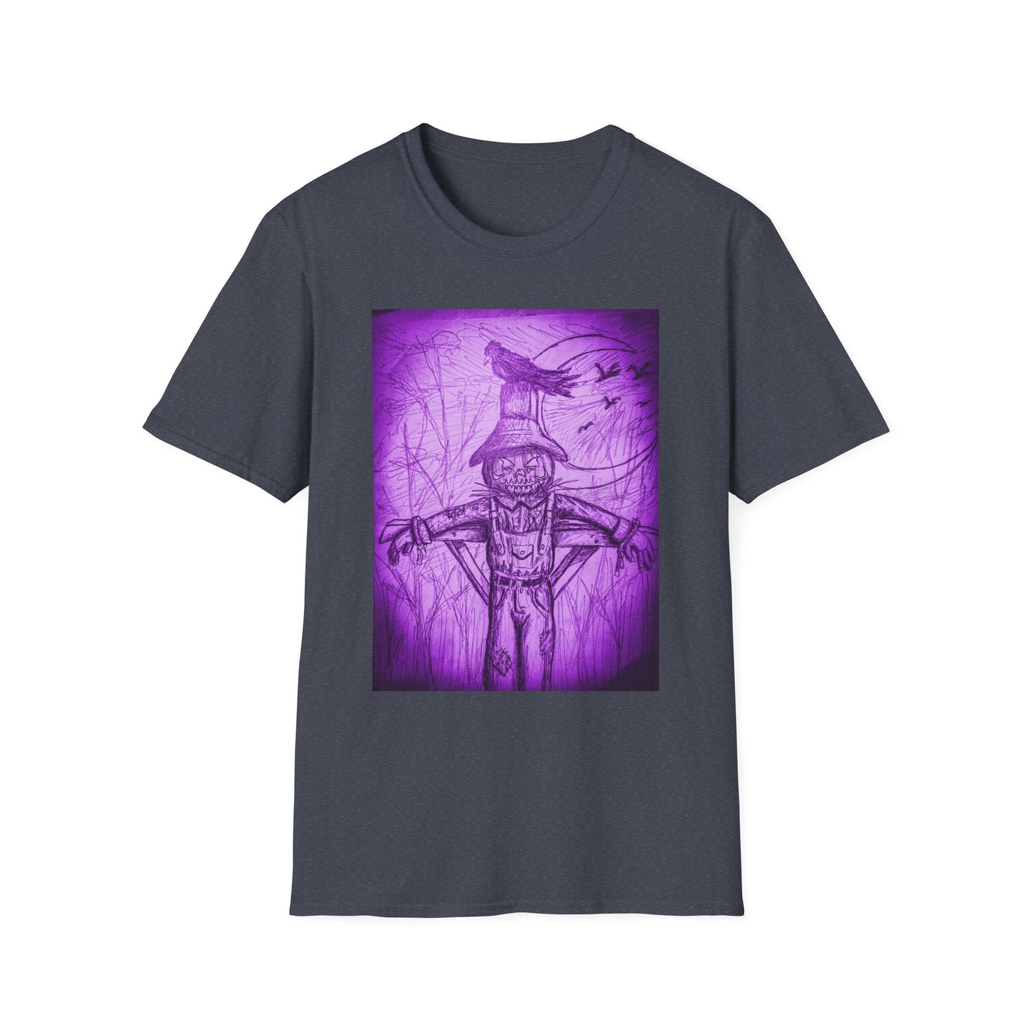 Purple Scarecrow Unisex Tee | Softstyle T-Shirt | Gothic Art, Fall Fashion, Halloween Shirt, Casual Wear, Scarecrow Design