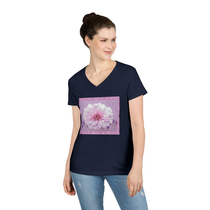 Floral V-Neck Tee — 'Sophie's Saturday' Pink Blossom Graphic
