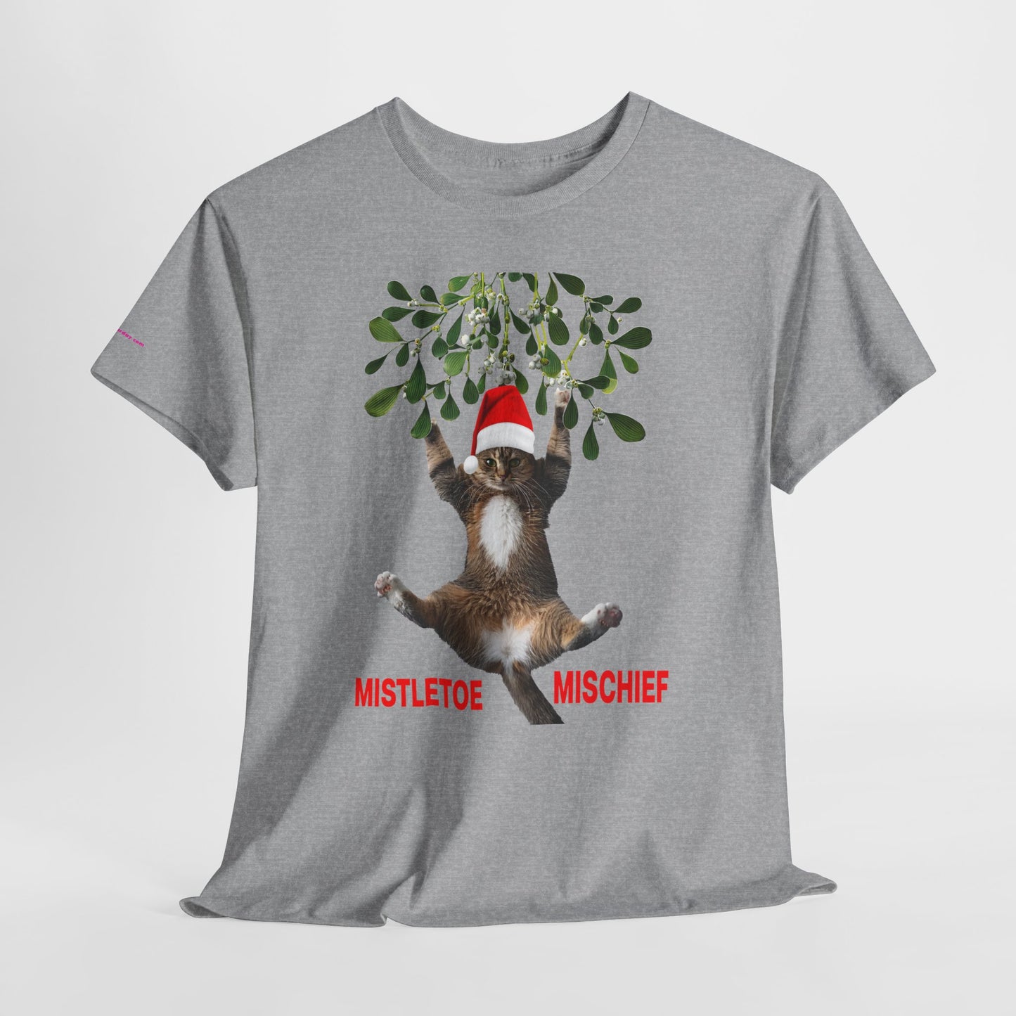 Christmas Cat & Mistletoe Tee — "Mistletoe Mischief" Holiday T-Shirt