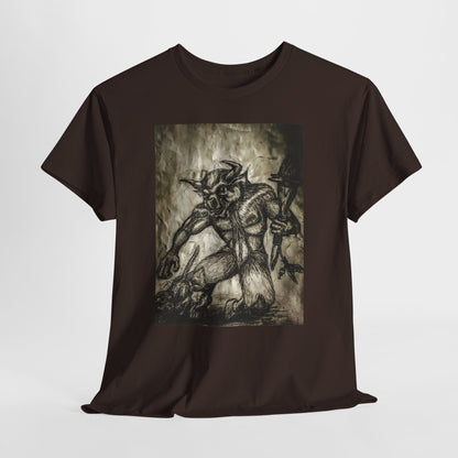 Black and White Mystical  Design Bull andCat Unisex Tee