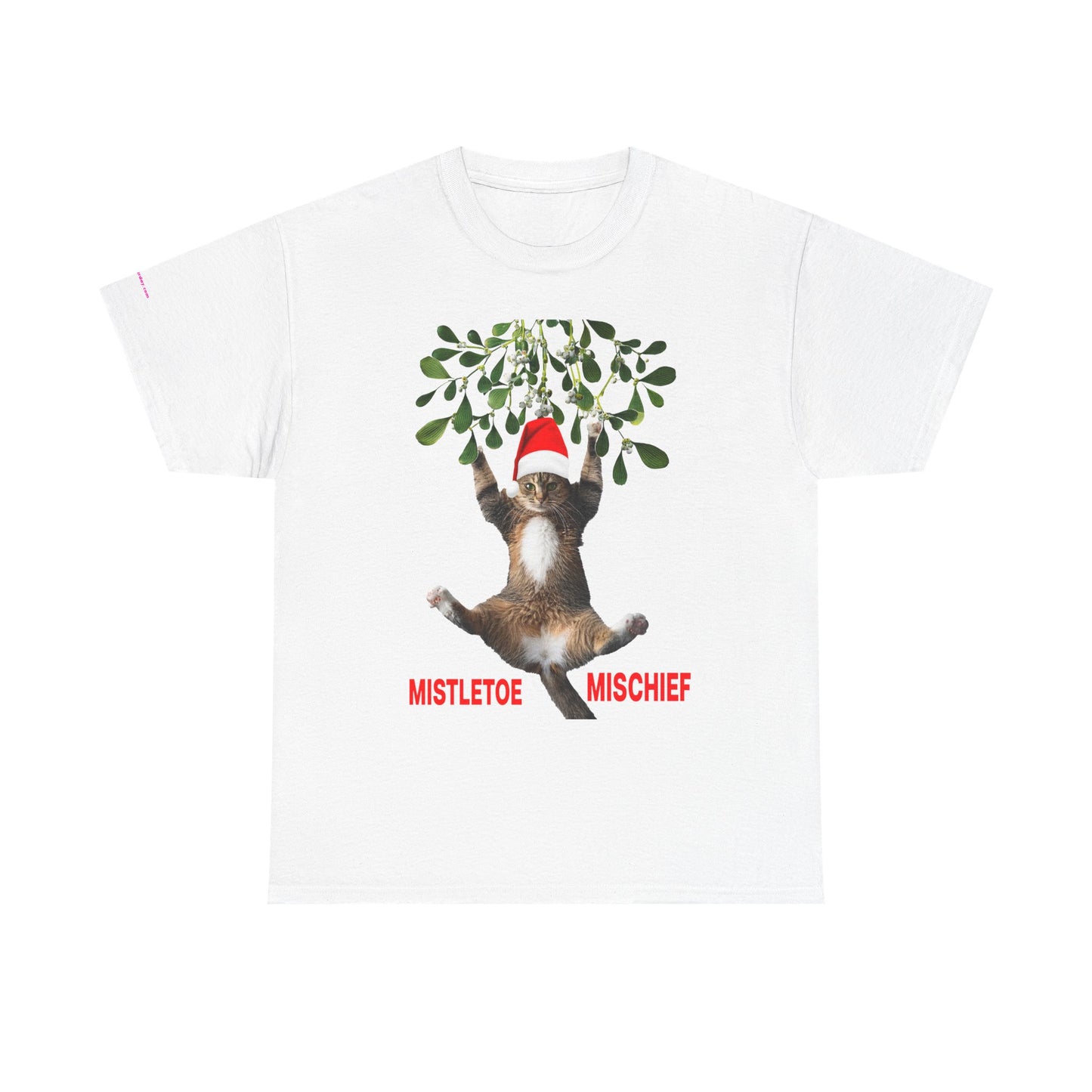Christmas Cat & Mistletoe Tee — "Mistletoe Mischief" Holiday T-Shirt