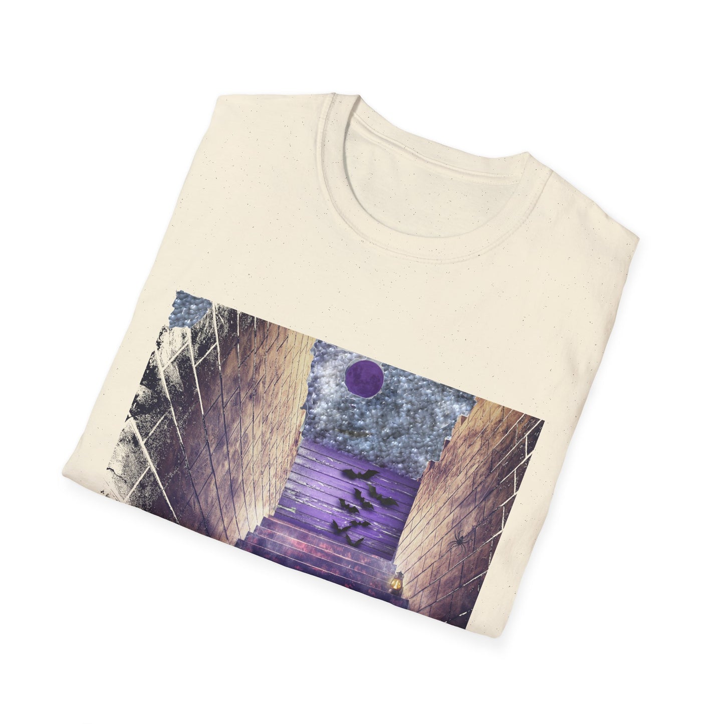 Mystical Stairway Bats Unisex T-Shirt - Softstyle Tee for Dreamers, Perfect for Gifting, Spiritual Occasions, Casual Wear, Art Lovers, [...]