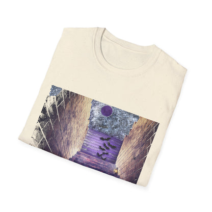 Mystical Stairway Bats Unisex T-Shirt - Softstyle Tee for Dreamers, Perfect for Gifting, Spiritual Occasions, Casual Wear, Art Lovers, [...]