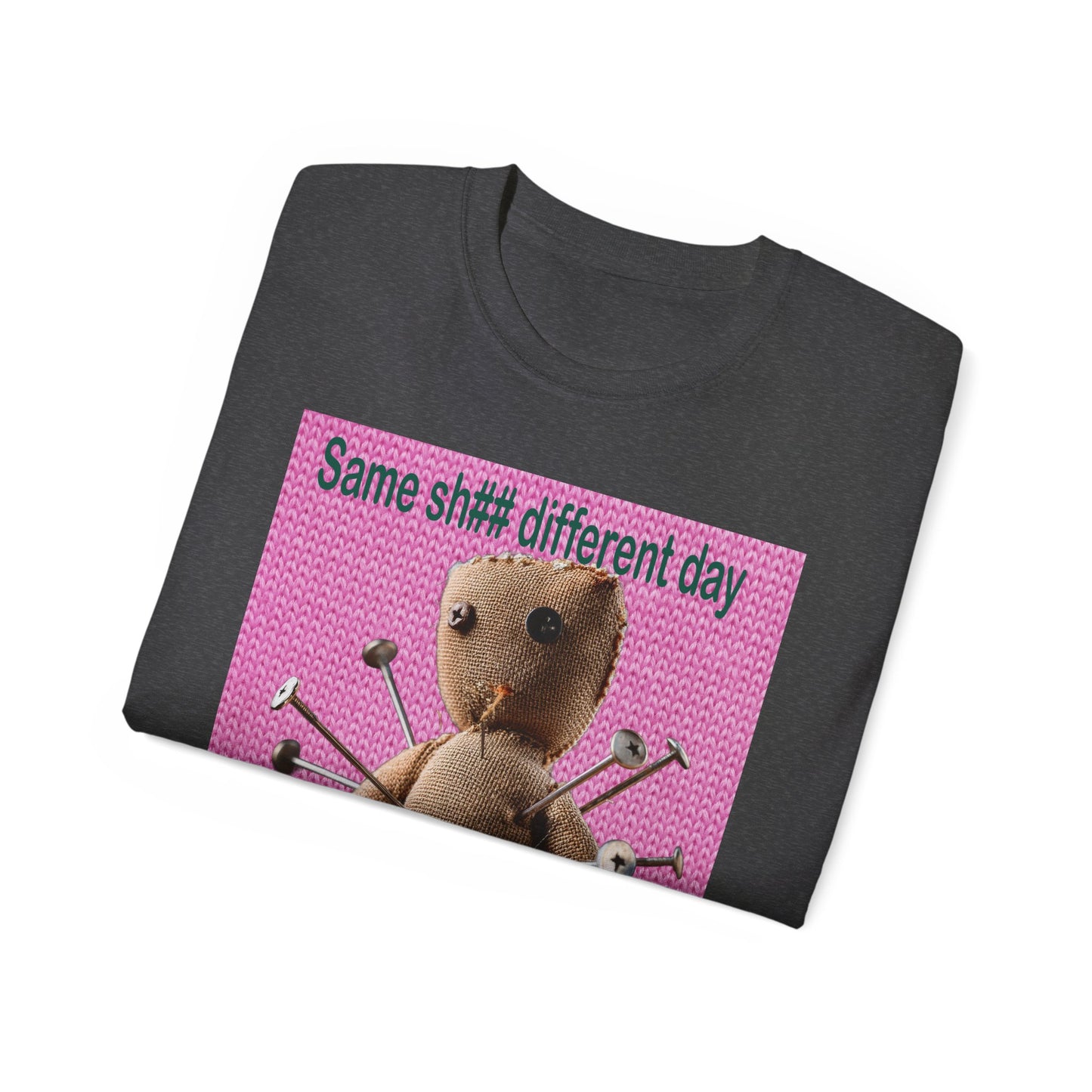 Voodoo Doll Humor Tee, Fun Statement T-Shirt for Everyday Wear, Gift for Friends, Casual Style, Quirky Graphic Shirt, Perfect for Parties
