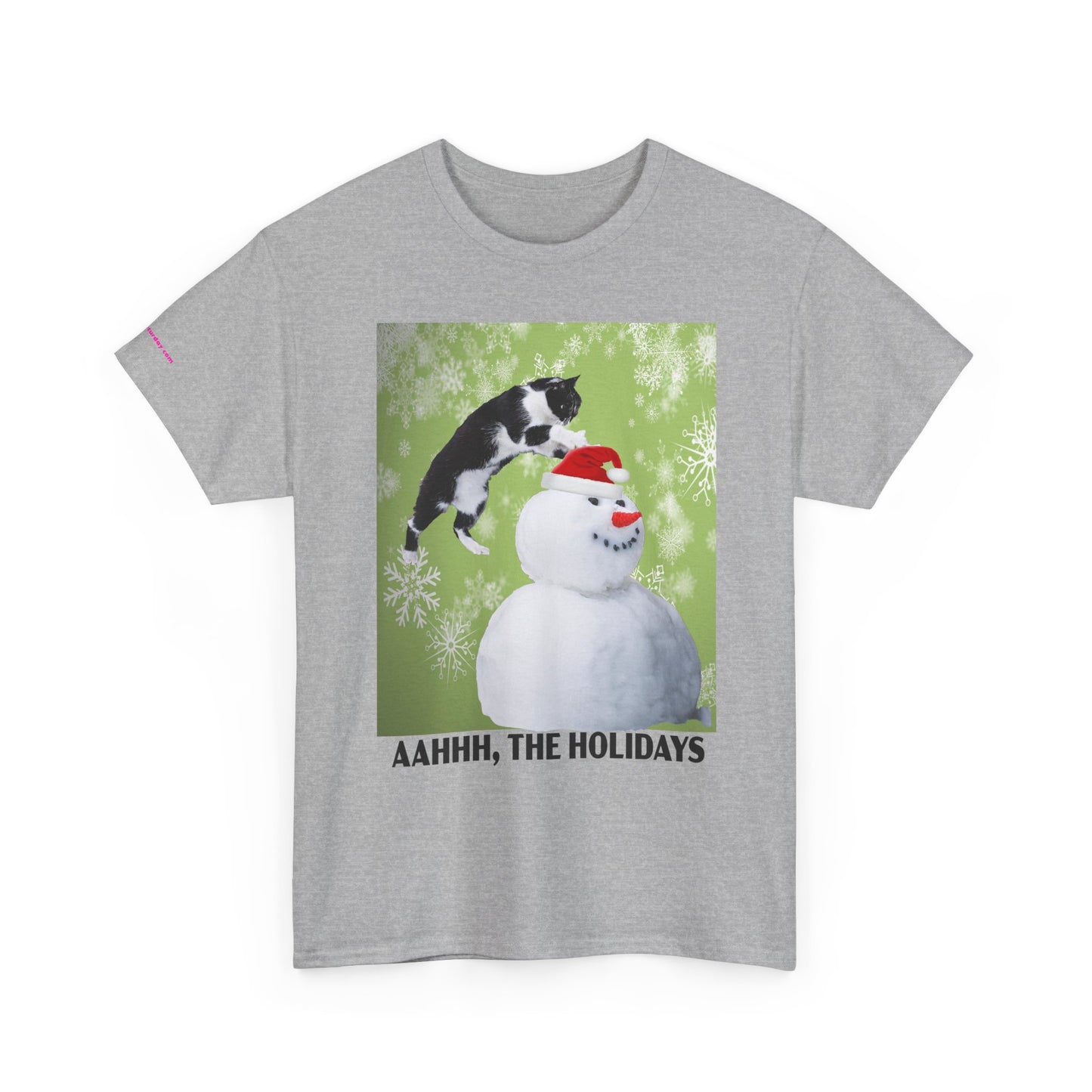 Holiday Cat T‑Shirt – “Aahhh, The Holidays” Funny Snowman Cat Tee
