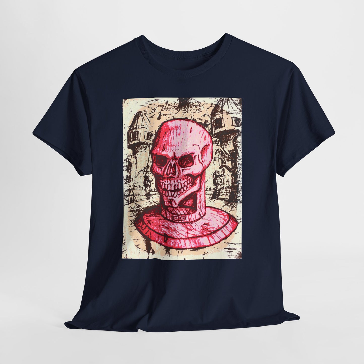 Vibrant Skull Graphic Tee, Unisex Heavy Cotton Shirt, Art Tee, Halloween Apparel, Edgy Casual Wear, Unique Gift