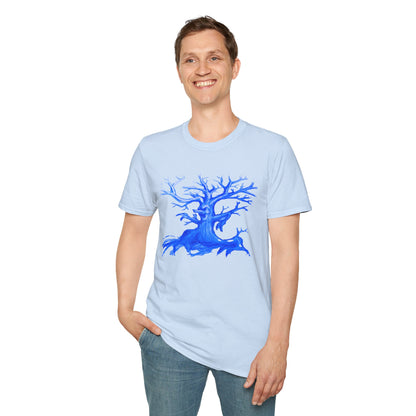 Artistic Animated Tree Design Unisex Softstyle T-Shirt | Eco-friendly Gift, Casual Wear, Nature Lover Tee, Perfect for Any Season