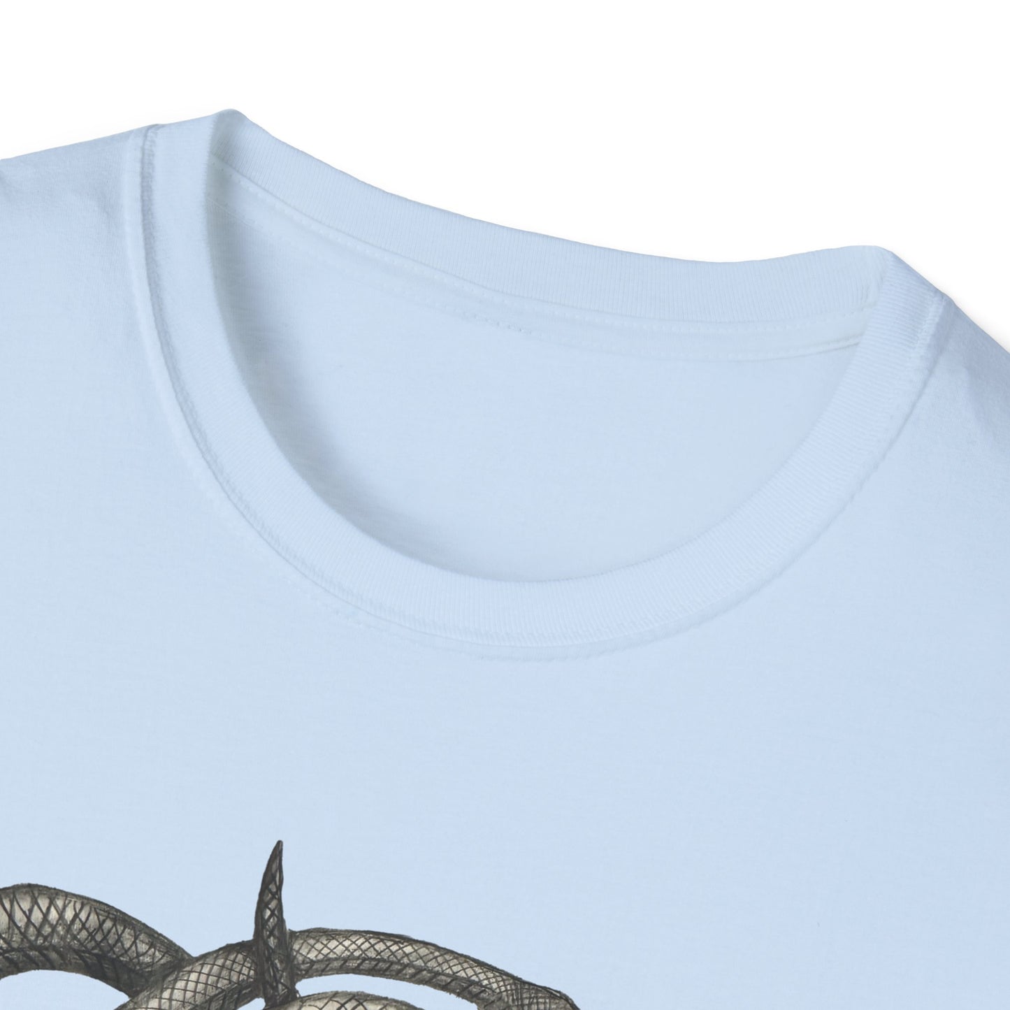 Serpent Design T-Shirt - Unisex Softstyle Apparel for Nature Lovers, Graphic Tee, Casual Wear, Gift for Her/Him, Birthday