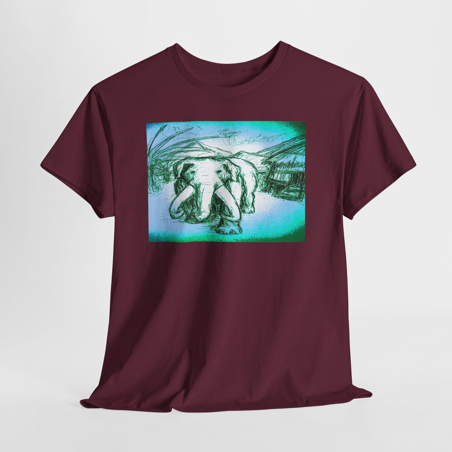 Artistic Elephant Unisex Cotton Tee - Unique Graphic Design
