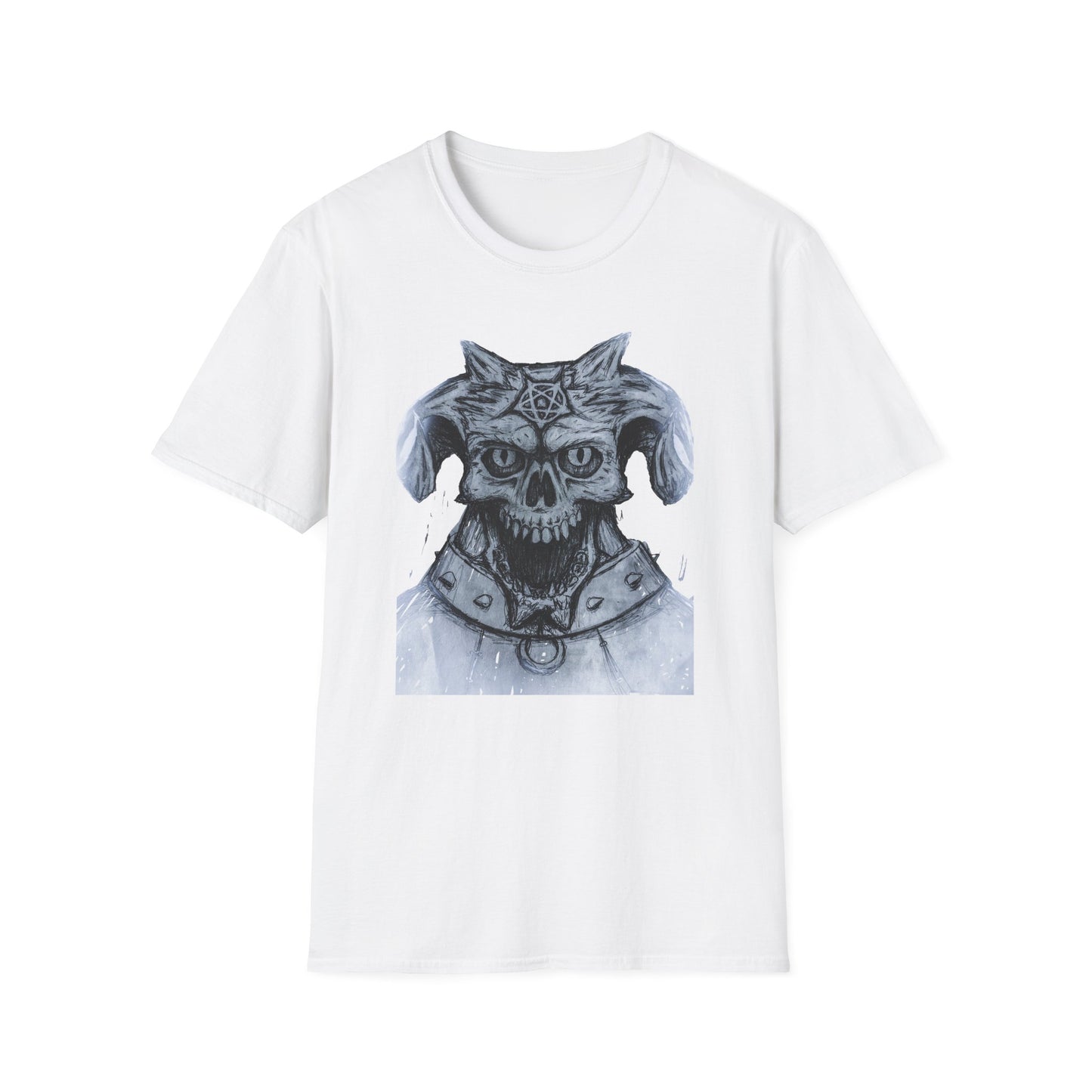 Edgy Graphic Tee: Unisex Softstyle T-Shirt with Skull Design, Art Lover Gift, Halloween Costume, Casual Wear, Unique Artwork Apparel