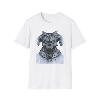 Edgy Graphic Tee: Unisex Softstyle T-Shirt with Skull Design, Art Lover Gift, Halloween Costume, Casual Wear, Unique Artwork Apparel