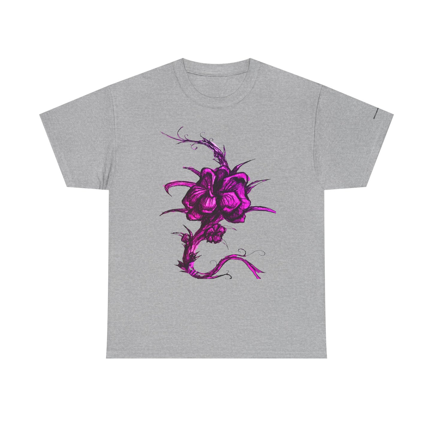 Purple Floral Unisex Heavy Cotton Tee - Artistic Graphic Shirt