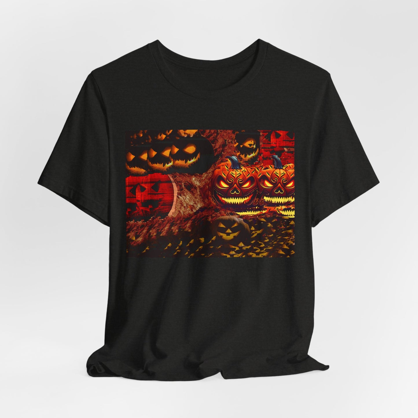 Halloween Distorted Pumpkin Graphic Tee, Unisex T-Shirt for Autumn, Spooky Season Top, Halloween Costume Idea, Men's & Women's Casual Wear