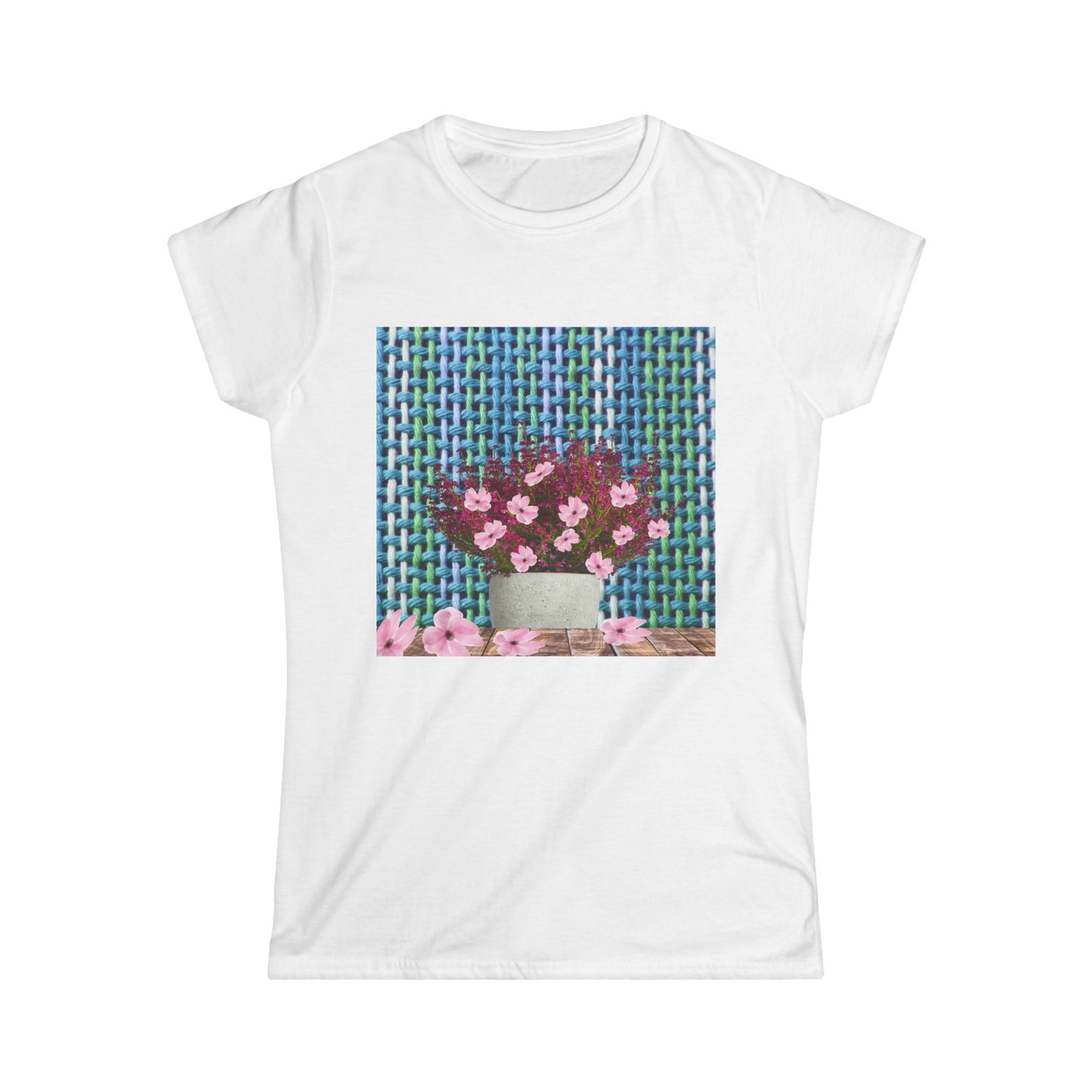 Peonies Tweed Bouquet Softstyle Tee for Women, Floral T-Shirt, Casual Wear, Gift for Her, Spring Outfit, Everyday Style