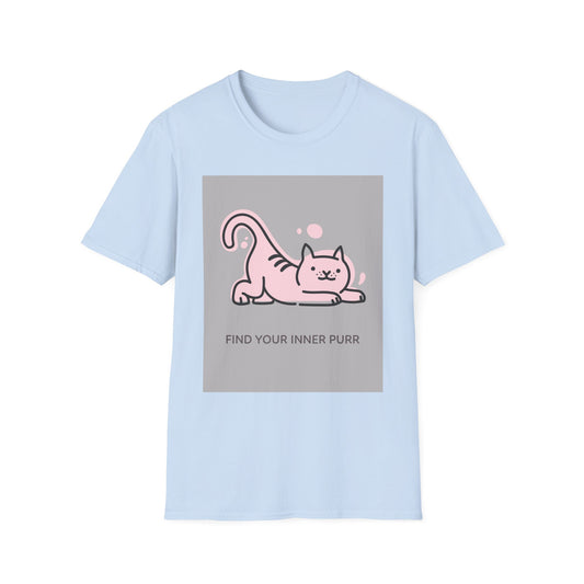 Cute Cat Themed T-Shirt, Unisex Softstyle Tee, Find Your Inner Purr, Pet Lover Gift, Cozy Casual Wear, Birthday Gift, Cat Owner Apparel