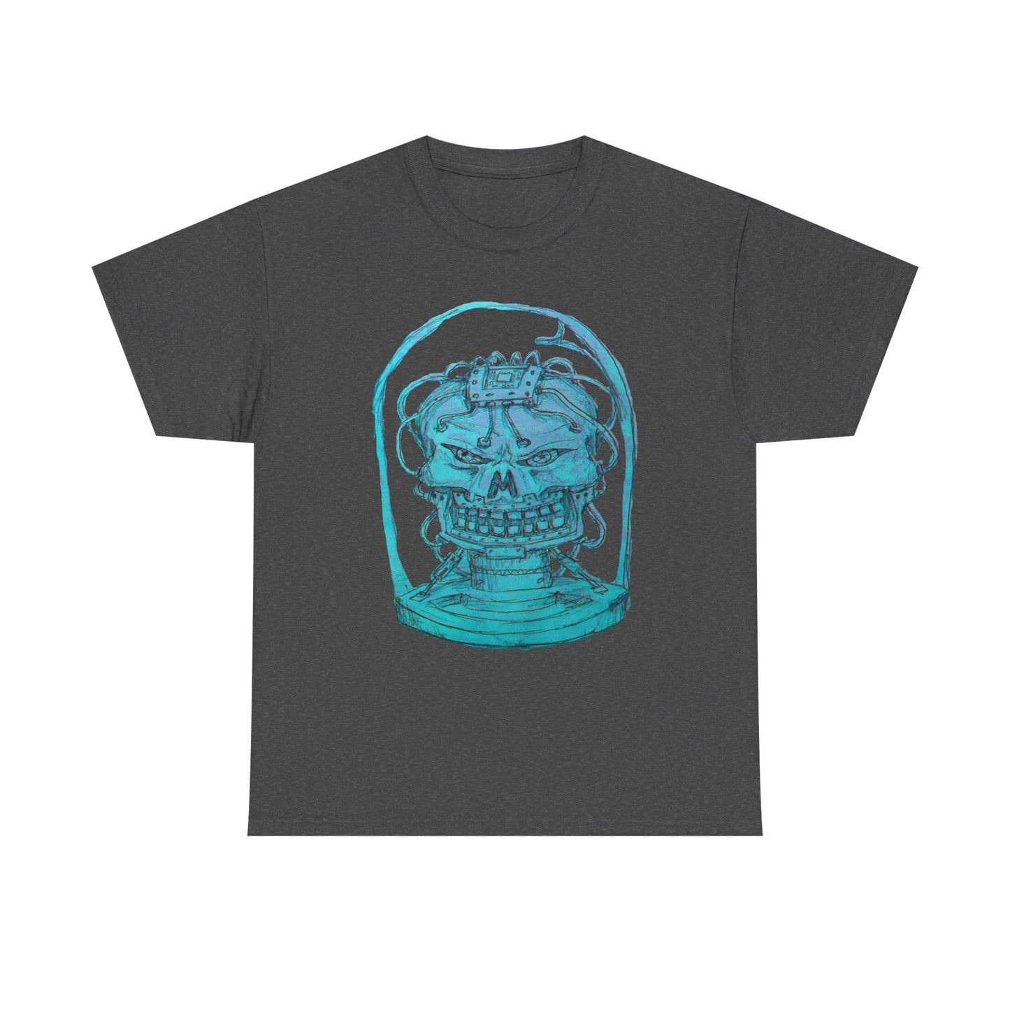 Vibrant Turquoise skull original design Unisex Heavy Cotton Tee