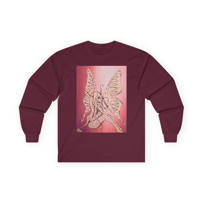 Butterfly Fairy Long Sleeve Tee — Ethereal Pink Graphic Shirt