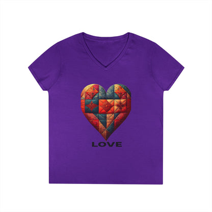 Love Patchwork Heart V-Neck Tee