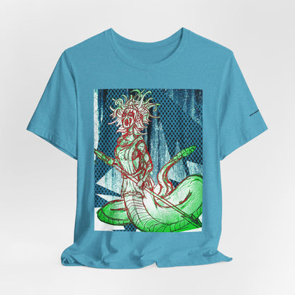 Mythic Serpent Goddess Tee — Neon Medusa Illustration T-Shirt