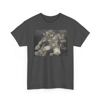 Bull Warrior With Kitten B & W design Unisex Tee