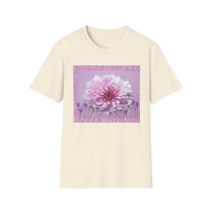 Pink Floral Art Unisex T-Shirt, Softstyle Tee, Summer Fashion, Gift for Her, Floral Shirt, Casual Wear