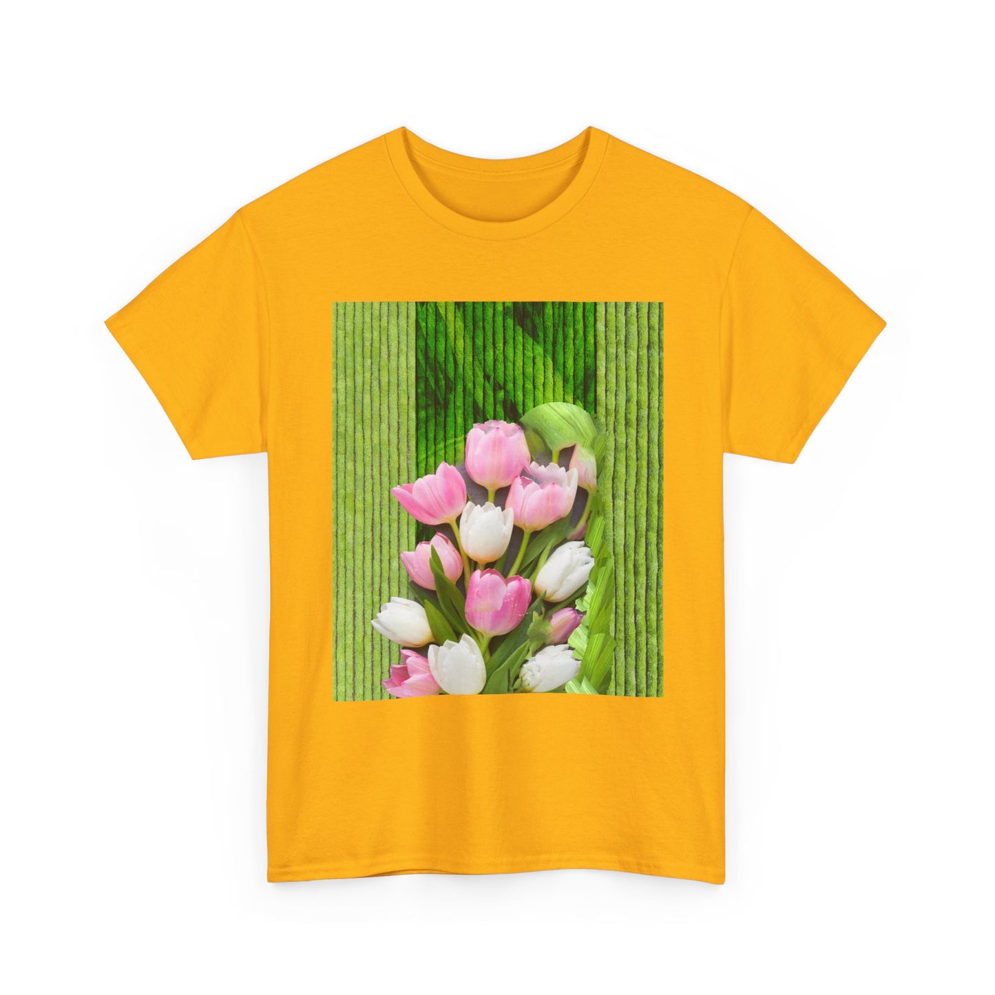 Textured Tulips Unisex Heavy Cotton Tee - Vibrant Spring Blossom T-Shirt, Everyday Wear, Gift for Plant Lovers, Mother's Day Apparel, [...]