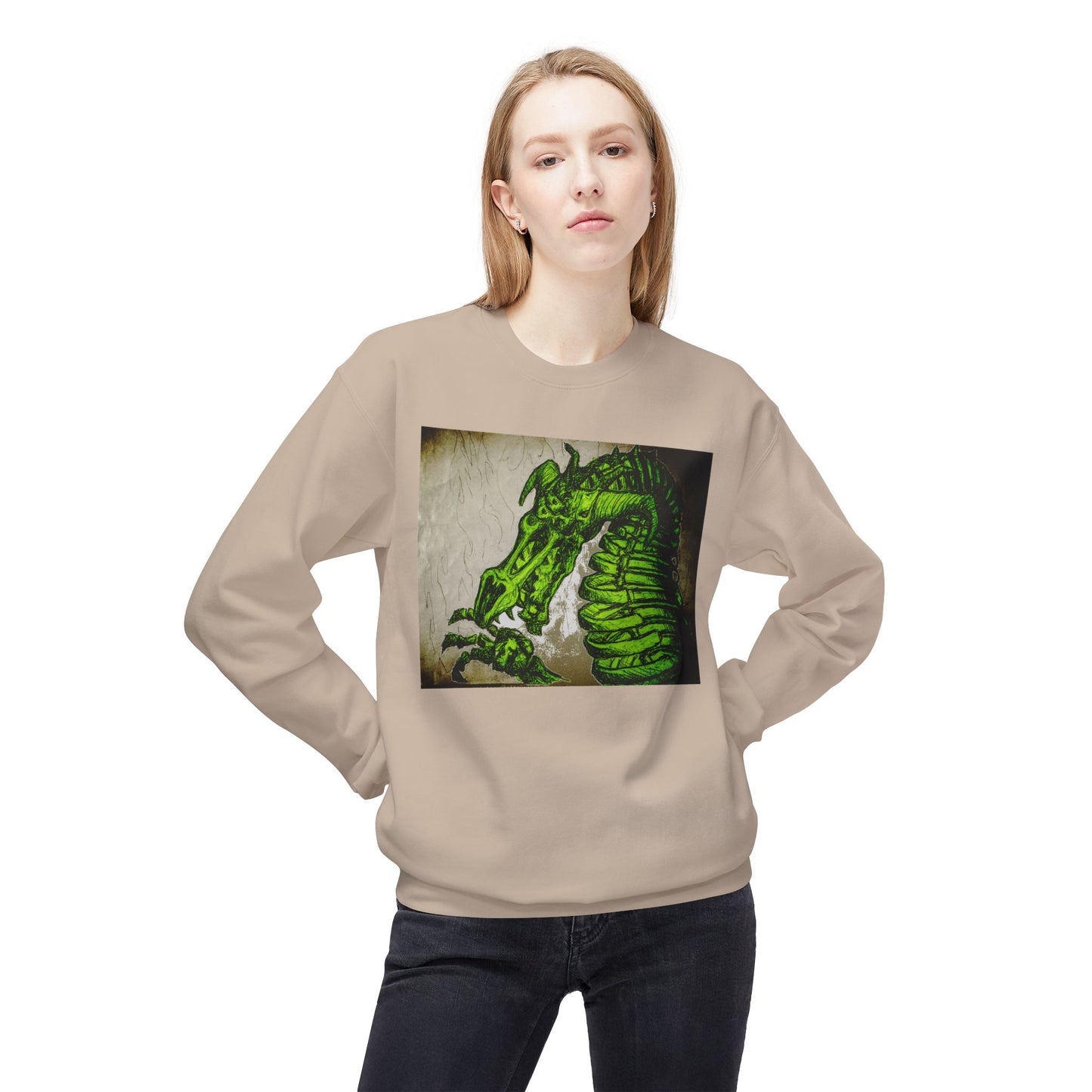 Vintage Green Dragon Unisex Midweight Softstyle Fleece Crewneck Sweatshirt