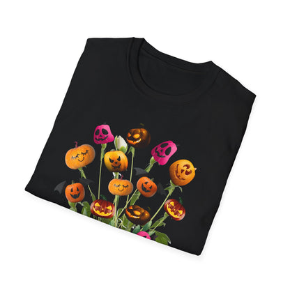 Halloween Pumpkin Bouquet T-Shirt, Cute Fall Tee, Unisex Graphic Shirt, Ideal for Halloween Parties, Seasonal Gift Idea