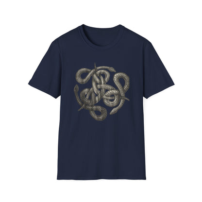 Serpent Design T-Shirt - Unisex Softstyle Apparel for Nature Lovers, Graphic Tee, Casual Wear, Gift for Her/Him, Birthday