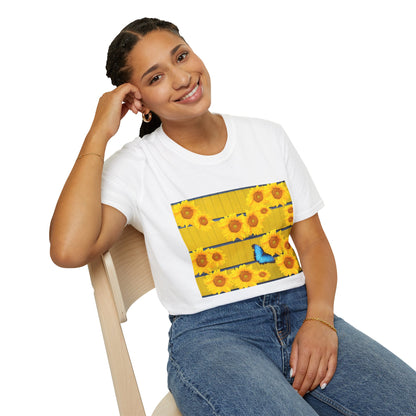 Sunflower & Butterfly Unisex T-Shirt | Floral Graphic Tee, Summer Fashion, Nature Lover Gift, Cute Casual Wear, Birthday Present