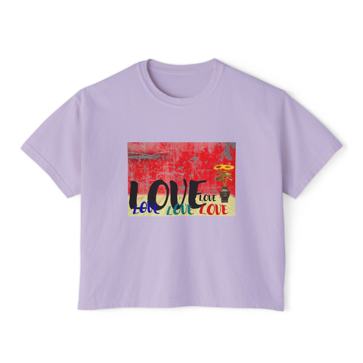 Colorful Love Boxy Tee, Women's Love T-Shirt, Casual Everyday Wear, Gift for Her, Summer Fashion Piece