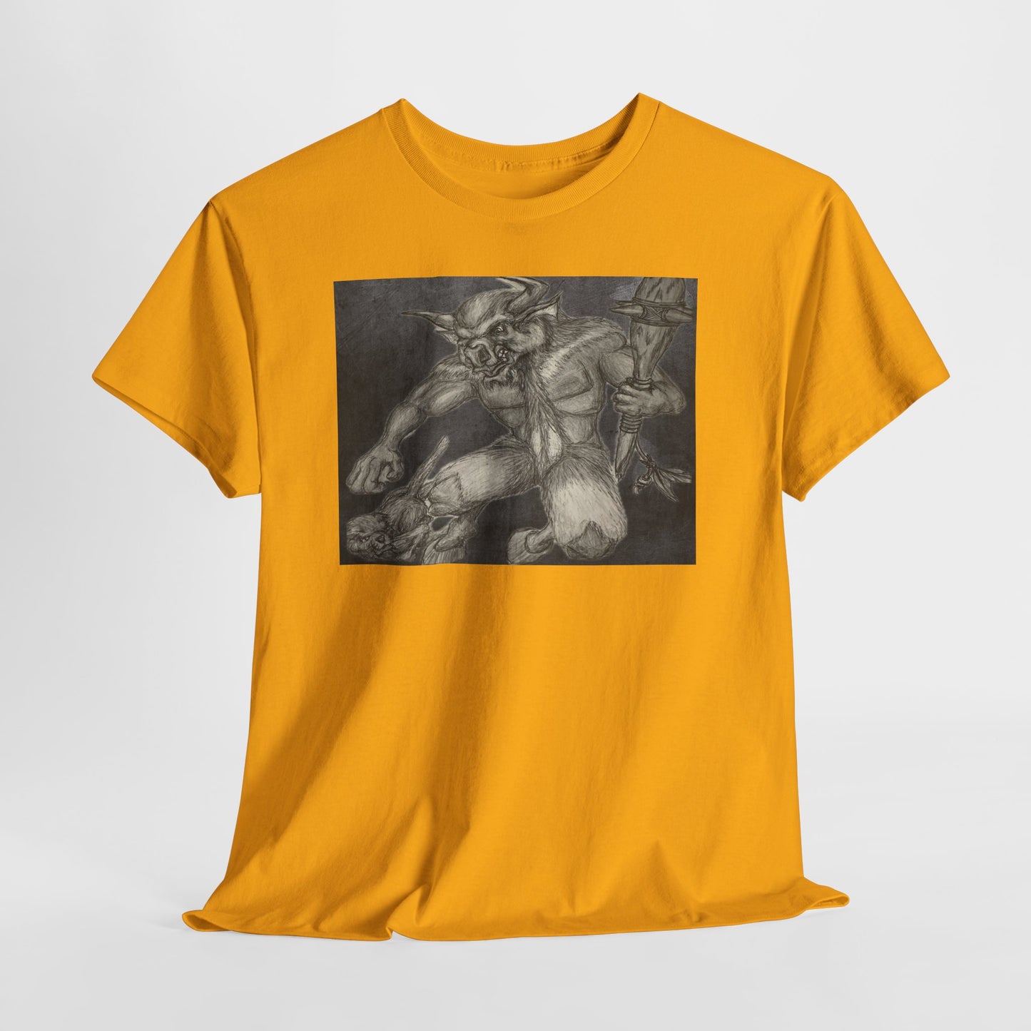 Bull Warrior With Kitten B & W design Unisex Tee