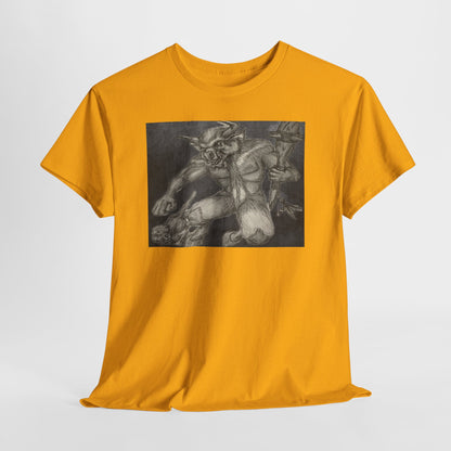 Bull Warrior With Kitten B & W design Unisex Tee