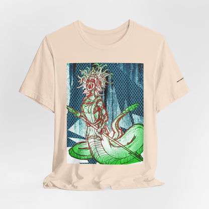 Mythic Serpent Goddess Tee — Neon Medusa Illustration T-Shirt