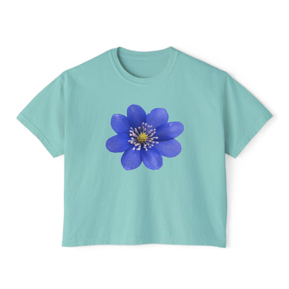 Botanical Women's Boxy Tee, Floral Crop Top, Casual Summer Wear, Gift for Her, Nature Lover Shirt