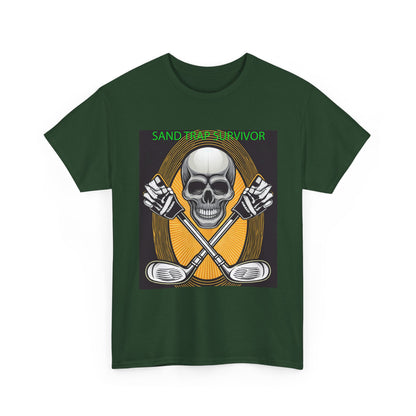 Golf Survivor Skull Tee, Unisex Heavy Cotton T-Shirt, Perfect Gift for Golf Lovers, Sports Apparel, Casual Wear, Skull Design